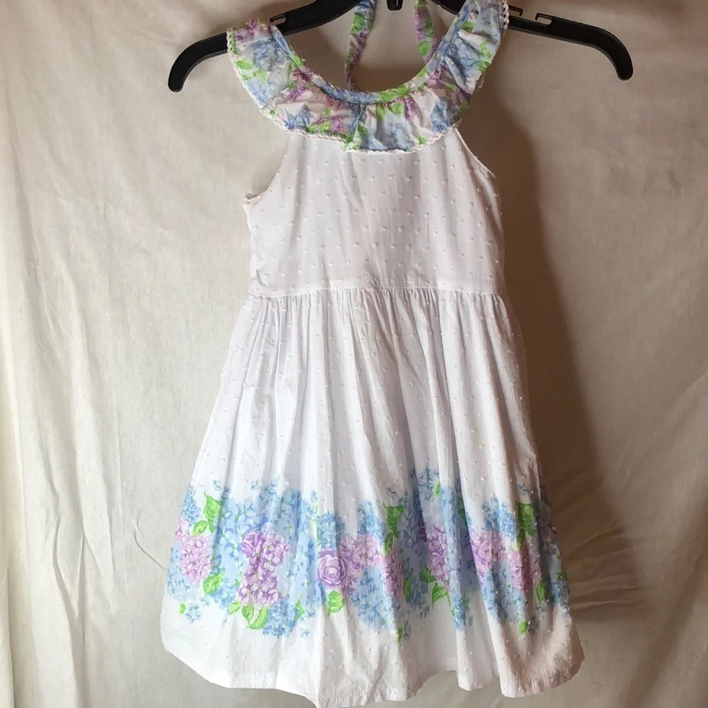 Tommy Bahama Girl's White Swiss Dot Garden Floral Dress & Headband Size 6 - Picture 3 of 14
